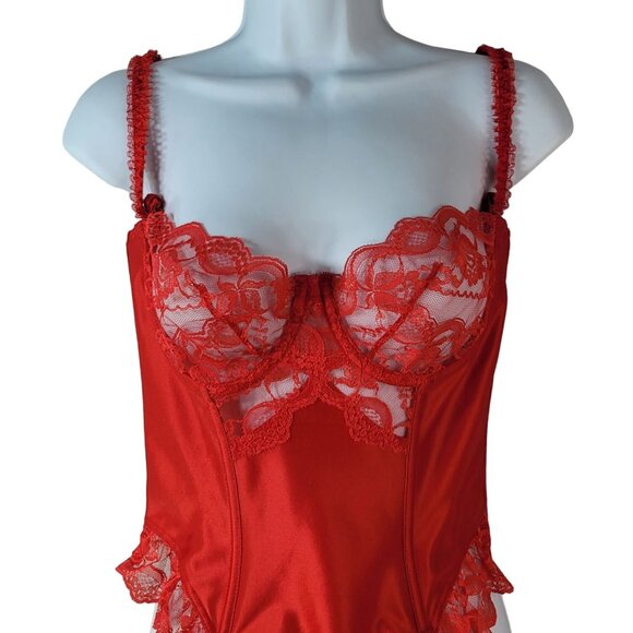 Victoria's Secret Corset Bustier Red Size 36 Garter Boned Underwire ILGWU VTG - Picture 2 of 14